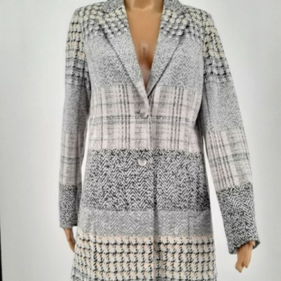 Cato Multicolor Plaid Blazer Long Top Coat Size S Like New - Picture 1 of 11
